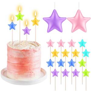 lot 25769 image: 16 Pack Star Candles for Cake Birthday Star Shaped Sparkler Candles Stereo Cake Topper Decorations for Birthday Party Supplies(Colorful) - Retail $15