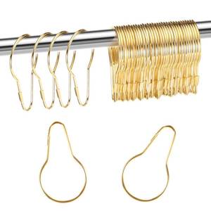 lot 25772 image: Metal Shower Curtain Hooks Hanging Clips Metal Curtain Rings Practical Reusable Shower Hangers for Bathroom Bedroom Kitchen Home Applications(Gold,60 Pieces) - Retail $10