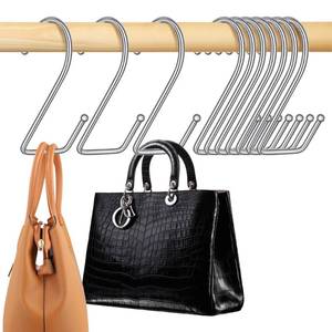 lot 25773 image: 15 Pack Purse Hanger for Closet, Super Sturdy Purse Hooks, Hanging Backpack Bag Holder, Closet Organizers and Storage, Silver - Retail $8
