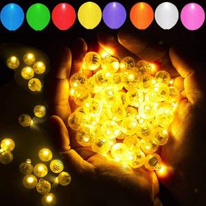 lot 25778 image: 100pcs Yellow LED Balloon Light, Tiny Led Lights Round LED Ball Lamp for Balloons Birthday Party Event Fun Indoor Outdoor Wedding Decoration Halloween Christmas Supplies - Retail $17
