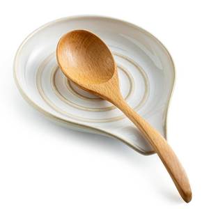 lot 25795 image: Spoon Rest for Stove Top, Ceramic Spoon Holder for Kitchen Counter Large Spatula Rest Coffee Spoon Holder Cooking Utensil Rest Modern Farmhouse Kitchen D�cor for Valentines Day, Cream, 5 Inch - Retail $16
