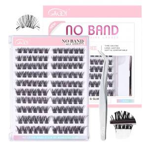 lot 25796 image: Self Adhesive Eyelash Clusters, Volume No Glue Lashes 10-16mm, No Band Self Adhesive Lash Clusters 120pcs, Press On Lashes Invisible Band, With Lash Tweezer (CLASSIC) - Retail $20