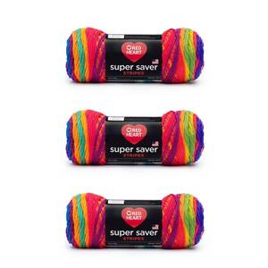 lot 25800 image: Red Heart Super Saver Yarn, 3 Pack, Favorite Stripe 3 Count - Retail $15