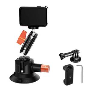lot 25803 image: K&F CONCEPT 3 Suction Cup Mount with 360° Double Ball Head Magic Arm, 14 Screw Threads, Quick Release Car Mount Compatible with DJI Insta360 for Action Camera Phone Video - Retail $33