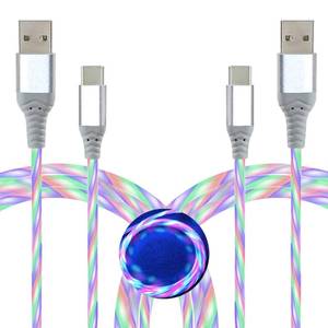 lot 25805 image: LED USB C Cable 2-Pack, 6FT, Color Change Visible Flowing LED Type C Fast Charging Cable Compatible with Phone 16 15, Samsung Galaxy S24 S23, Pixel and More (Color-Changing) - Retail $15