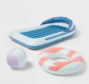 lot 42350 image: Sun Squad Inflatable Boat Float Set - 3 Piece Pool Toy