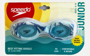 lot 42370 image: Speedo Jr. Glide Blue Swim Goggles Kids 6-14 Anti Fog, No Leak, UV Protection