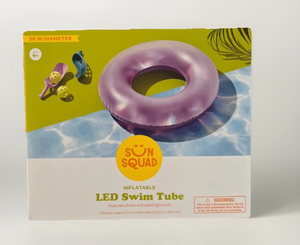 lot 42464 image: Sun Squad Inflatable LED Swim Tube 36 Floaty Purple LED Light Up