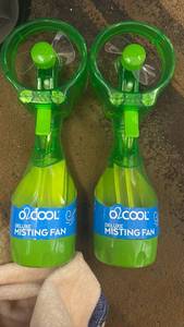lot 42469 image: O2COOL Deluxe Misting Fan - Green (Set of 2)