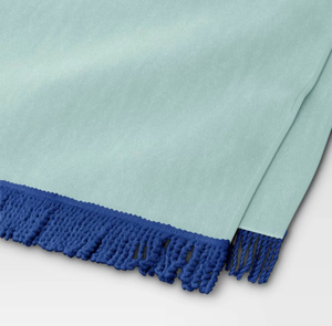 lot 42513 image: Aqua Beach Towel with Navy Tassels