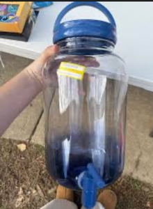 lot 43131 image: Large Plastic Water Dispenser with Blue Spigot