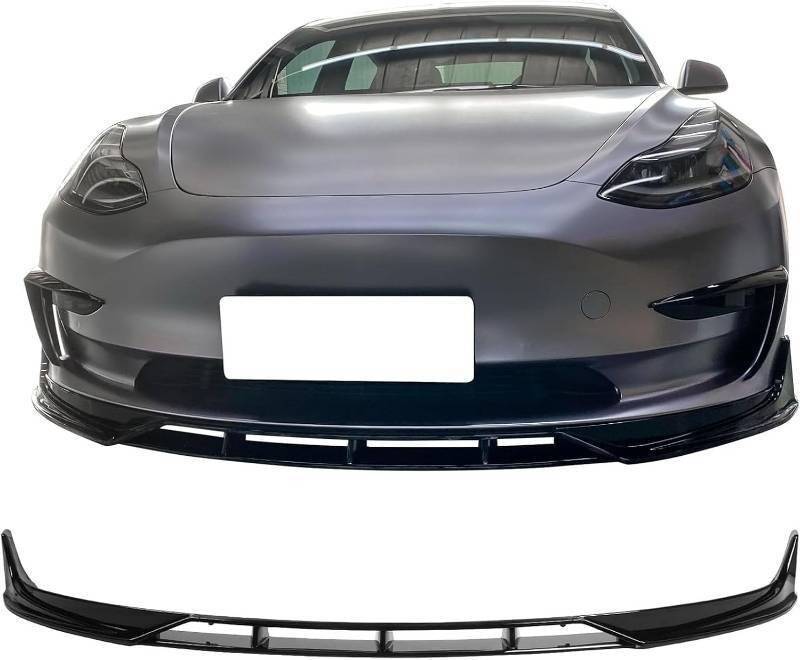 lot 775684 image: Front Bumper Lip Spoiler for Tesla Model 3 2024 2023 4-Piece Sporty Design Black
