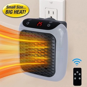 lot 86009 image: NEW Wall Plug Heater Wall Mounted Indoor Home Office Newly Electric Wall Heating Fan 800W WITH REMOTE