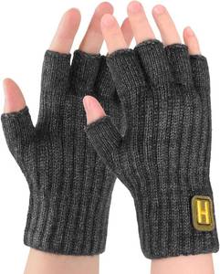 lot 55769 image: Fingerless Gloves - Half Finger Mittens Winter Knitted Cold Weather Typing Working Driving