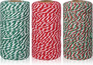 lot 55819 image: 984 Feet Cotton Rope Cord String 2 mm Bakers Candy Rope Ribbon Twine for Gift Wrapping Arts Crafts Party Decorations,3 Rolls