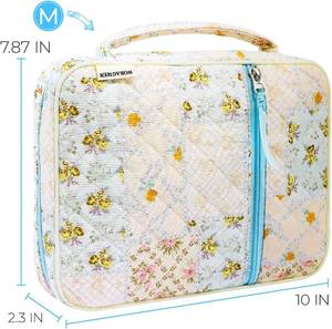 lot 55860 image: Bible Cover Case for Women,Cotton Bible Cover for Men Women with Handle,Purple Bible Book Cover,Bible Bag Floral,Carrying Case Bible Protective (Blue pin, M)