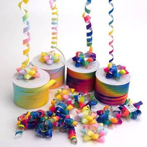 lot 55890 image: All Type Curling Ribbon in Assorted Colors for Gift Wrap and Balloon String (4 Big Rolls, Rainbow)