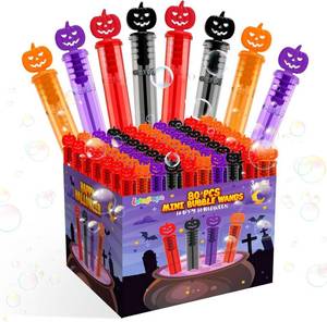 lot 55892 image: Letapapa 80 PCS Bubble Wands, Halloween Party Favors for Kids, Halloween Kids Goodie Bag Stuffers, Great Halloween Treats Toys, Girls Boys Classroom Prizes (4 Colors)