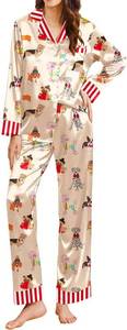 lot 55923 image: Ekouaer Silk Pajamas for Women Long Sleeve Satin Pajama Set Silky Pj Sets 2 Piece Button Down Loungewear Sleepwear