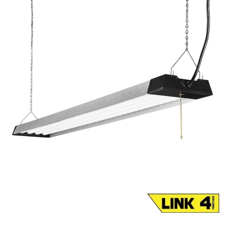 lot 43 image: BRAUN 10,000 Lumen, 4 ft. Linkable Diamond Plate LED Hanging Shop Light