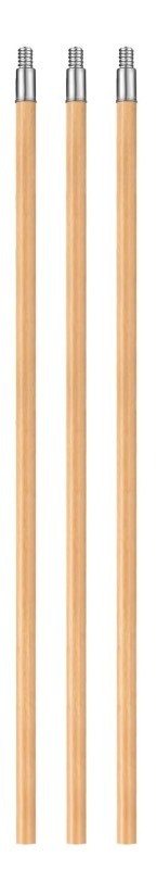 lot 45 image: Bundle of 3 Wood Broom Handle with Metal Threaded Tip Heavy Duty Natural Lacquered Wood Handle for Floor Home Office Commercial, 6 x 1 Diameter