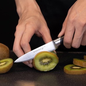 lot 72 image: linoroso Paring Knife 3.5 inch Small Kitchen Knife with Elegant Gift Box, Sharp Forged German Carbon Stainless Steel Fruit Knife, Full Tang, Ergonomic Handle-Classic Series
