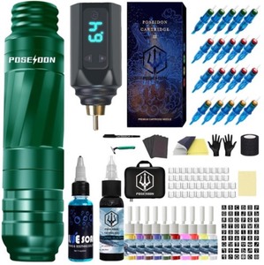 POSEIDON Tattoo Kit, Complete Kit, Beginners or Advanced, Green