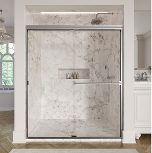Classic Semi-Frameless 3/16-inch Glass Sliding Shower Door 60” x 72” - Silver *Retails $375* - no box
