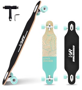 lot 11 image: Windrunner 41inch Freeride Longboard Skateboard,8-Ply Natural Maple Drop Through Freestyle Complete Skateboard Cruiser  Pintail for Cruising,Carving,Free-Style and Downhill with T-Tool 1 board