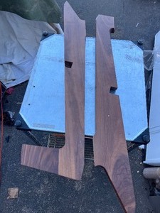 lot 119 image: 2 Pieces Walnut Wood Pieces - Broken - Possible rework for stock etc - 3 each