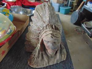 lot 2807 image: Carved Indian Bust - Chalkware