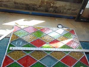 Stained Glass - Believed to be from a Door - 1 piece cracked