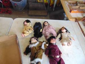 lot 3155 image: Bisque Faced Native American Dolls