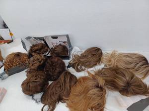 lot 26497 image: Lot of 11 Tony Brattin Wigs and 4 Triangle Pro Hairstyling Tools