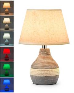lot 7575 image: UMEXUS 10 Small Ceramic Cordless Table Lamp with Timer, Dimmer, Linen Shade, Remote Control, Rechargeable Battery Light for Patio Nightstand Kitchen Counter Living Room Side Table, Bulb Included