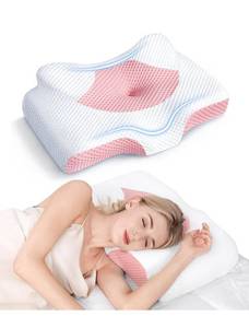 lot 7580 image: Osteo Cervical Pillow for Neck Pain Relief, Hollow Design Odorless Memory Foam Pillows with Cooling Case, Adjustable Orthopedic Bed Pillow for Sleeping, Support for Side Back Sleepers