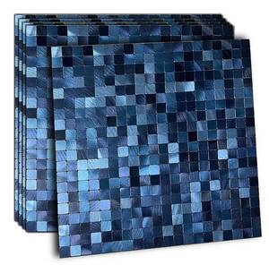 lot 7581 image: XUANINY 5-Sheet Peel and Stick Backsplash Tiles Dark Blue Surface Aluminum Mosaic Sticker for Kitchen (11.61x11.61 Per Sheet, Pack of 5pcs) (Dark Blue)