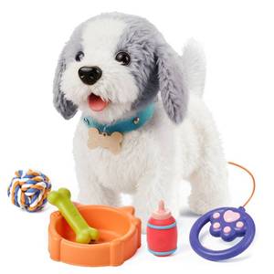 lot 7587 image: OR OR TU Walking Barking Toy Dog with Remote Control Leash, Plush Puppy Electronic Interactive Toys for Kids, Shake Tail,Pretend Dress Up Realistic Stuffed Animal Dog Age 3 4 5 6 Years Old Best Gift