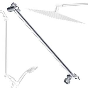 lot 7589 image: 16 Inch Solid Brass Adjustable Shower Head Extension Arm with Lock Joints, Extra Long Shower Extension Pipe, Flexible HeightAngle Shower Arm Extender, Universal Connection to all Shower Heads, Chrome