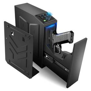 lot 7608 image: 1DOT2 Gun Safe, Biometric Pistol Safe Nightstand, Quick Access Sliding Door Handgun Safes and Gun Lock Box for Home, Car, Truck, Bedside 3-Ways unlock Safe Fingerprint, Digital Key Interior Lights