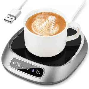 lot 7620 image: Coffee Mug Warmer, USB Cup Warmer for Desk with 3-Temp Touch Control, 10W Fast Heating Pad for Coffee Tea Milk, 8H Auto-Off, Fits Mugs & Milk Cartons (Gray)