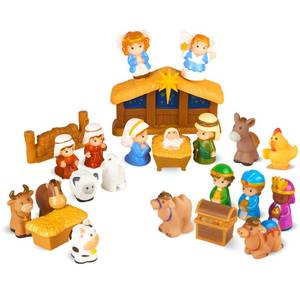 lot 7631 image: COOLTUNE Nativity Set for Kids 25 Piece Christmas Nativity Playset with Figures, Soft Rubber Jesus Story Play Toys for Toddlers, Children, Baby Girls Boys Ages 1 2 3 4 5 6 at Home &amp Sunday School