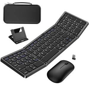lot 7636 image: Foldable Keyboard and Mouse, Folding Wireless Keyboard Mouse Combo with Portable Case, Rechargeable 2.4G WirelessBluetooth Multi-Device Combo for Windows, iOS, Android, macOS PCLaptopTablet