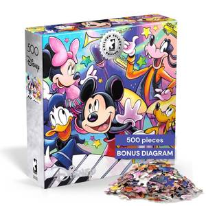 lot 7647 image: Buffalo Games Silver Select Mickeys Music Jigsaw Puzzle, 500 Piece Puzzle for Adults, Mickey Mouse Disney Art, Premium Giftable Box