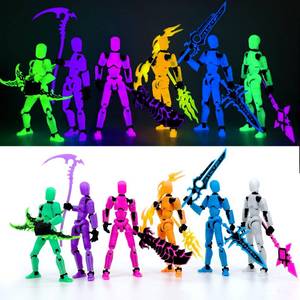 lot 7668 image: 6-PACK Glowing Titan 13 Action Figure Set Already Assembled, T13 3D Printed Action Figures With Weapons Accessories T 13 Lucky Robo Dummy Nova 13 Action Figures, Figura de acci�n t13 (6-Colors)