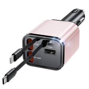 lot 7669 image: Retractable Car Charger Adapter for iPhone 17,4 in 1 Fast Charging Car Phone Charger,69W USB C Car Truck Accessories,Road Trip Essentials Gift for Men Women for iPhone 17 Pro Max1615141312,Galaxy