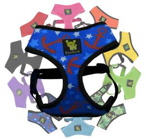 lot 7670 image: EcoBark Dog Harness - Eco-Friendly Max Comfort Harnesses - Luxurious Soft Mesh Halter - Over The Head Harness Vest- No Pull and No Choke for Puppy, Toy Breeds & Small Dogs (Medium, Nautical)