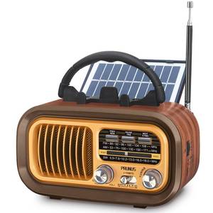 lot 7684 image: PRUNUS J-150 Portable Radio AM FM SW Bluetooth Speaker, Gifts for Dad and Mom, Retro Radios Vintage Transistor with Best Sound, SolarD Battery OperatedUSB Charging, TWS, Support TF CardUSB Playing