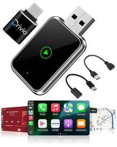 lot 7687 image: Drivio Wireless CarPlay Adapter for iPhone & Android  USB CarPlay Wireless Adapter with Screen Mirroring  2026 Bluetooth Car Play Dongle Apple Play for Car Accessories Android Auto USB C & A