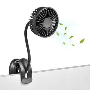 lot 7690 image: Clip On USB Mini Desk Fan with Emergency Power Bank, Battery Operated Rechargeable Portable Fan - Flexible Neck, 3 Speed Personal Cooling for Baby Stroller, Car, Camping, Office, Dorm, Beach - Black